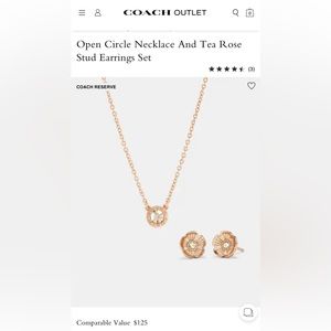 Coach Open Circle Necklace And Tea Rose
Stud Earrings Set